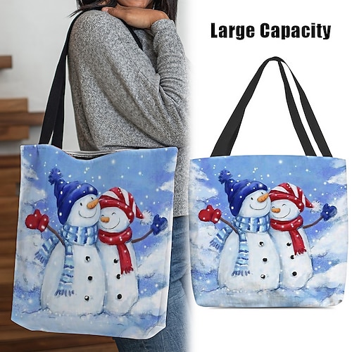 

Damen Stoffbeutel Schultertasche Leinentragetasche Polyester Outdoor Weihnachten Einkauf Bedruckt Hohe Kapazität Klappbar Leichtgewichtig Zeichen Hellblau