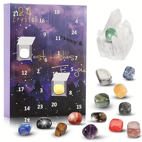 

Рождественский адвент-календарь с драгоценными камнями, 1 шт., 24 натуральных хрустальных драгоценных камня, драгоценные камни, которые нужно открывать каждый день для коллекции обучения,