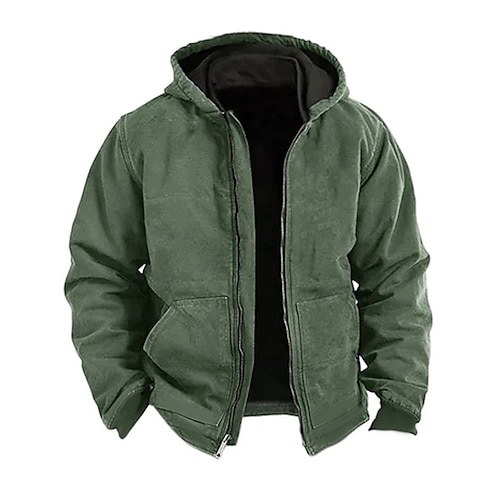 

Homens Moletom Full Zip Hoodie Casaco com capuz Verde Tropa Com Capuz Tecido Bolsos Desportos e Ar livre Diário Feriado Vintage Roupa de rua Legal Outono inverno Roupa Moletons Moletons Manga Longa