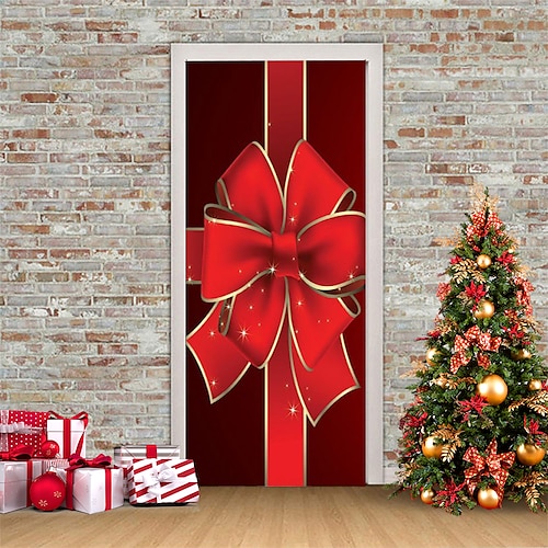 

Autocollants de noël 3d autocollants de porte imperméables décoration murale de porte de noël autocollant de papier peint auto-adhésif autocollant en pvc autocollant mural amovible pour la décoration