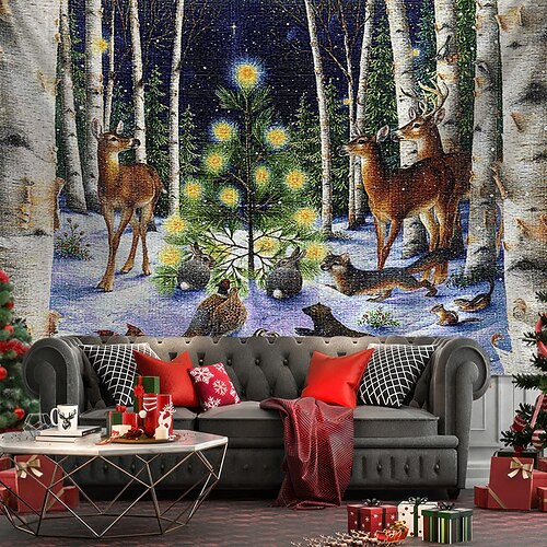 

Weihnachten Hirsch hängende Wandteppich Kunst große Wandteppich Wanddekoration Foto Hintergrund Decke Vorhang Zuhause Schlafzimmer Wohnzimmer Dekoration