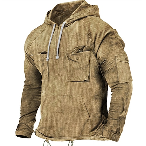 

Homme Sweat à capuche Bleu Marron Vert Kaki Capuche Plein Poche Sport Loisir du quotidien Vacances Rétro Vintage Vêtement de rue Frais Automne hiver Vêtement Tenue Pulls Capuche Pulls molletonnés