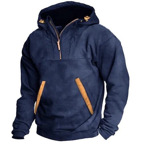 

Herren Hoodie Sweatshirt Kapuze Hoodie mit Viertelreißverschluss Schwarz Armeegrün Marineblau Mit Kapuze Farbblock Tasche Sport Natur Täglich Festtage Vintage Strassenmode Brautkleider schlicht