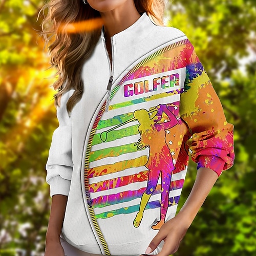 

Damen Golf-Hoodie Golfpullover Golf-Sweatshirt warm Atmungsaktiv Feuchtigkeitsableitung Langarm Golf-Oberbekleidung Shirt Regular Fit Seitentaschen 1/4 Reißverschluss Bedruckt Frühling Herbst Tennis