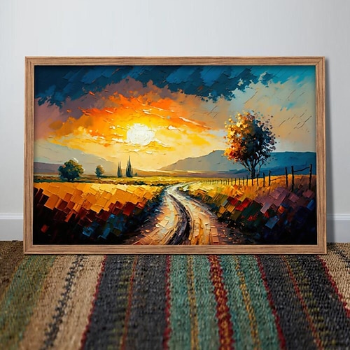 

Thick Abstract Art Canvas Artwork Sunset Garden scenery Palette Knife Oil Painting Unframed Natural Scenery Wall Picture Modern Rolled Canvas (No Frame)