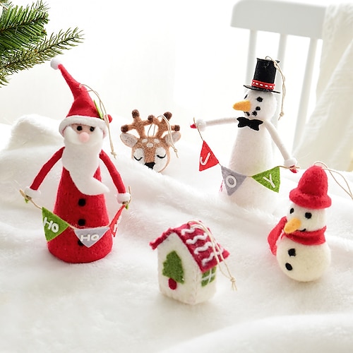 

Christmas Creative Felt Small Pendant Wool Felt Christmas Snowman Elk Small House Christmas Tree Pendant