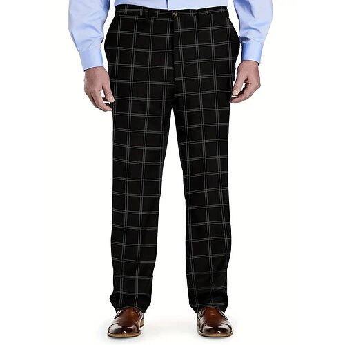 

Hombre pantalones de traje Pantalones Pantalones de traje Bolsillo Plaid Comodidad Transpirable Exterior Diario Noche Moda Casual Negro Blanco