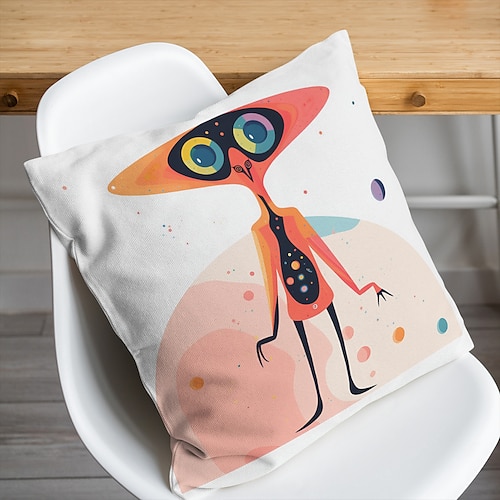 

Funda de almohada de doble cara con dibujos de alienígenas, funda de cojín cuadrada decorativa suave, funda de almohada para dormitorio, sala de estar, sofá y silla, 1 ud.