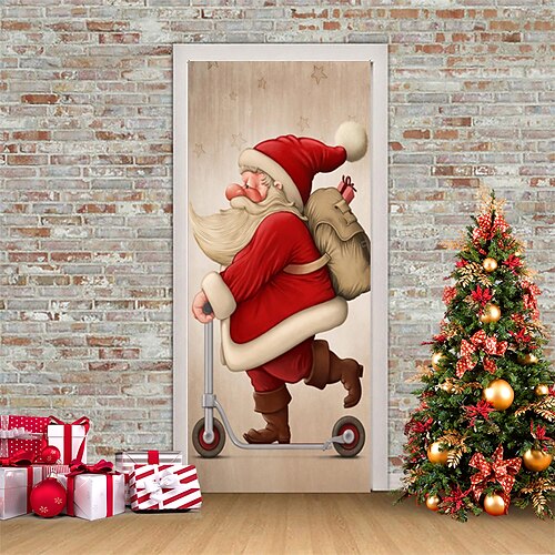 

Pegatinas 3d de Navidad, pegatinas impermeables para puerta, mural de puerta de Navidad, papel tapiz autoadhesivo, pegatina de PVC, calcomanía de pared extraíble para decoración de hogar y oficina