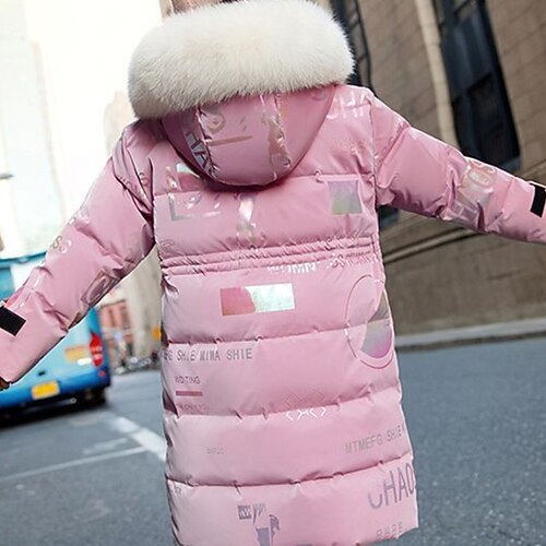  Barn Jente Dun Pufferjakke for barn Aktiv Glidelås Skole Frakk Yttertøy 4-13 år Vinter Leopard lilla leopardprint*grønn Leopardprint*rosa