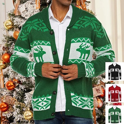 

Navidad Reno Suéter de navidad Sudadera Anime Gracioso Cima Para Hombre Adulto Impresión 3D 100% Poliéster Fiesta Casual Diario