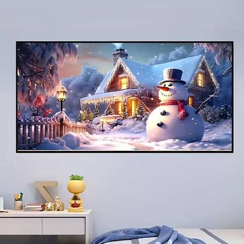 

1pc Christmas Gift DIY Diamond Painting Christmas Snow Scene Diamond Painting Handcraft Home Gift Without Frame 40x70cm/15.75''x27.56''