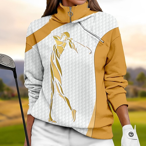 

Women's Golf Hoodie Funny Golf Pullover Golf Sweatshirt Thermal Warm Breathable Moisture Wicking Long Sleeve Golf Outerwear Top Regular Fit 1/4 Zip Stand Collar Printed Spring Autumn Tennis Golf