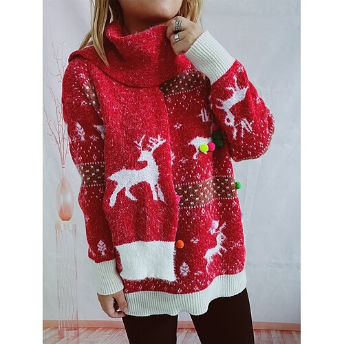 

Mujer Conjunto de suéter Suéter de punto Suéteres de Navidad Cuello Barco Fornido Tejer Poliéster De Punto Primavera Otoño Invierno Regular Navidad Diario Nochevieja Moda Diario Estilo retro Manga