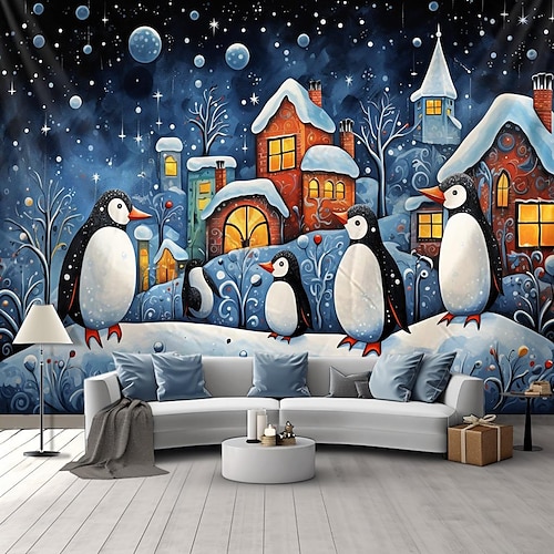 

Christmas Pigeons Hanging Tapestry Wall Art Xmas Scandinavian Folk Art Large Tapestry Mural Decor Photograph Backdrop Blanket Curtain Home Bedroom Living Room Decoration