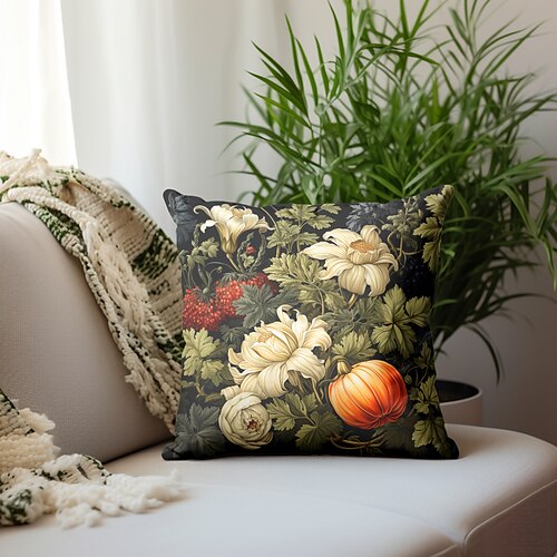 

Funda de almohada de doble cara con flores vegetales, 1 unidad, funda de cojín cuadrada decorativa suave, funda de almohada para dormitorio, sala de estar, sofá, silla