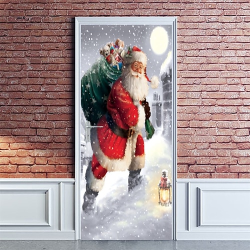 

Pegatinas 3d de Navidad, pegatinas impermeables para puerta, mural de puerta de Navidad, papel tapiz autoadhesivo, pegatina de PVC, calcomanía de pared extraíble para decoración de hogar y oficina