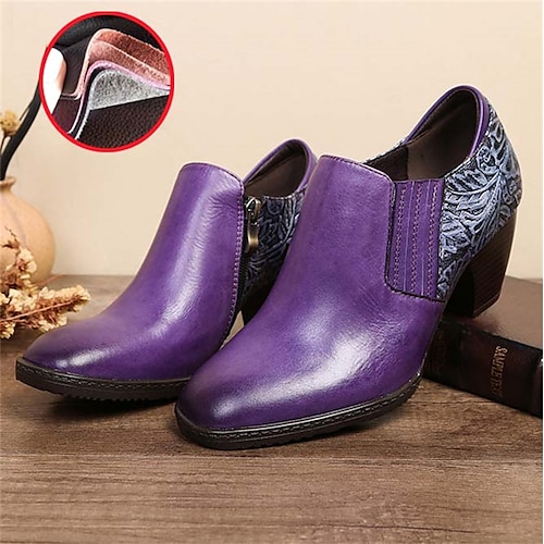 

Damen Absätze Übergrössen Handgefertigte Schuhe B¨¹ro Täglich Winter Kätzchen-Ferse Spitze Zehe Vintage Brautkleider schlicht Komfort Leder Reißverschluss Gummiband Blumen Schwarz