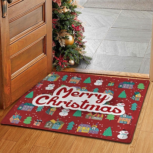 

Christmas Doormat Xmas Non-Slip Oil Proof Rug Indoor Outdoor Mat Bedroom Decor Bathroom Mat Entrance Rug Door Mat