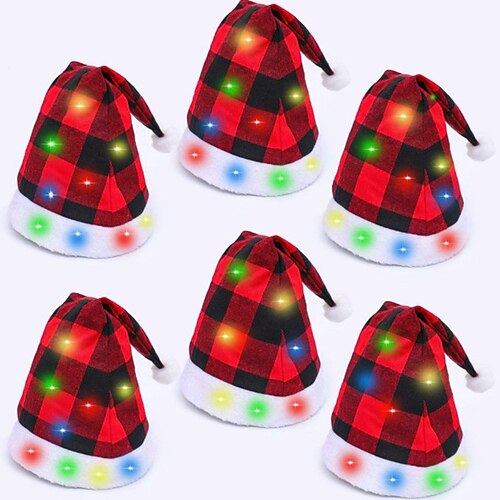 

Chapeau de père noël créatif à LED, en peluche, pour noël, nouvel an, fête de vacances, plein de 20 chapeaux lumineux colorés