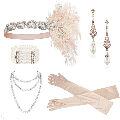 

1920er Jahre tolles Gatsby-Accessoires-Set für Damen, Kostüm, Flapper-Kopfbedeckung, Stirnband