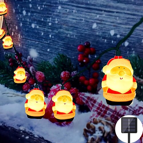 

Luzes solares de corda de natal luzes de fadas de papai noel 5m 20leds ip65 luzes de guirlanda à prova d'água festa de natal jardim feriado quintal ao ar livre decoração de varanda interna