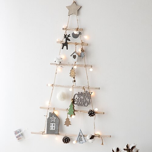 

Nordic Christmas Wooden Sticks Christmas Tree Pendants Shopping Malls Windows Door Signs Christmas Decorations