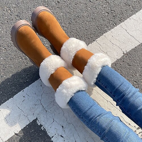 

Damen Stiefel Plateaustiefel Schneestiefel Übergrössen Outdoor Arbeit Täglich Innenfutter aus Fleece Stiefel mit mittlerer Wade Plattform Keilabsatz Runde Zehe Brautkleider schlicht Minimalismus