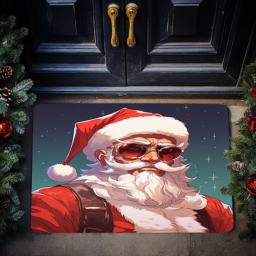 

Christmas Santa Claus Door Mat Non-Slip Oil Proof Area Rug Indoor Outdoor Mat Bedroom Decor Bathroom Mat Xmas Entrance Rug