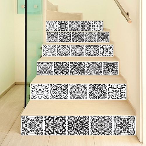 

6 uds pegatinas de vinilo autoadhesivas extraíbles para escaleras pegatinas para escaleras calcomanías para escaleras de renovación de pelar y pegar 7x39,4 pulgadas