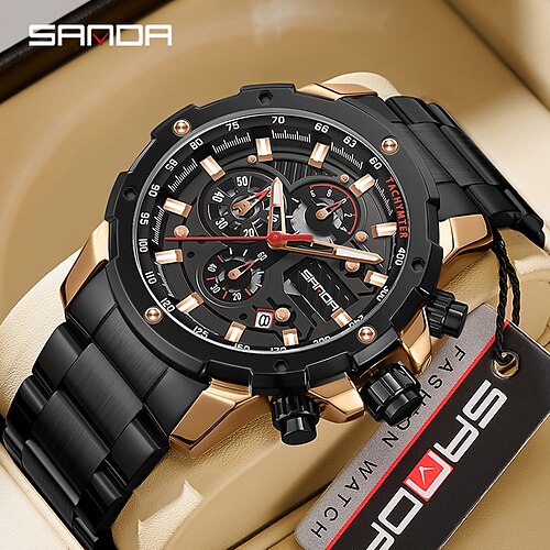 

SANDA Hommes Montres à quartz Mode Décontractée Affaires Montre Bracelet Calendrier IMPERMÉABLE Décoration Acier Suivre