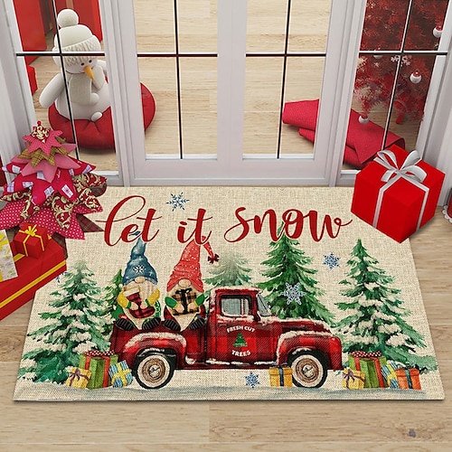 

Nordic Style Christmas Entrance Door Mat Flannel Door Mat Bedroom Bathroom Kitchen Anti-Skid Mat Dustproof Living Room Carpet