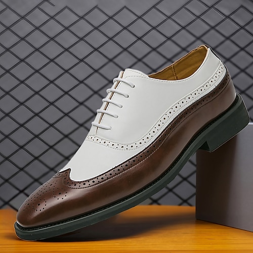 

Hombre Oxfords Zapatos Derby Bullock Zapatos Zapatos de Paseo Casual Diario Cuero Cómodo Botines / Hasta el Tobillo Mocasín En blanco y negro Café y blanco Primavera Otoño