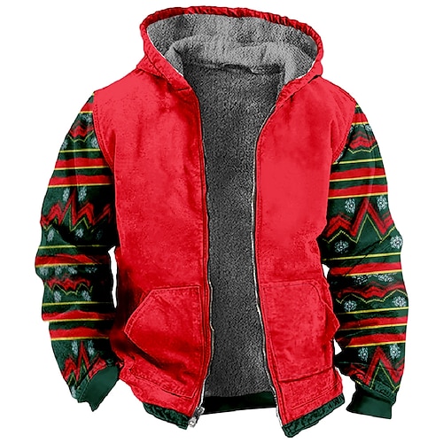 

Noël Pardessus Sweat à capuche zippé Sweat Imprime Poche avant Art graphique Pardessus Pour Homme Femme Unisexe Adulte Estampage à chaud 100 % Polyester Soirée