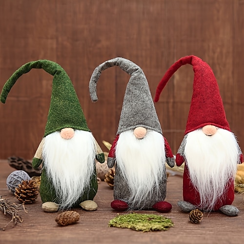 

Christmas Gnome Desktop Decor Mini Dwarf Striped Knitting Hat Santa Elf Plush Toy Small Table Ornaments