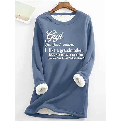 

Dame Sweatshirt bluse Fleecelinet Bogstaver Bodystocking Fuzzy Sort Mørk Lyserød Rød Gade Afslappet Rund hals Langærmet Top Mikroelastisk Efterår vinter