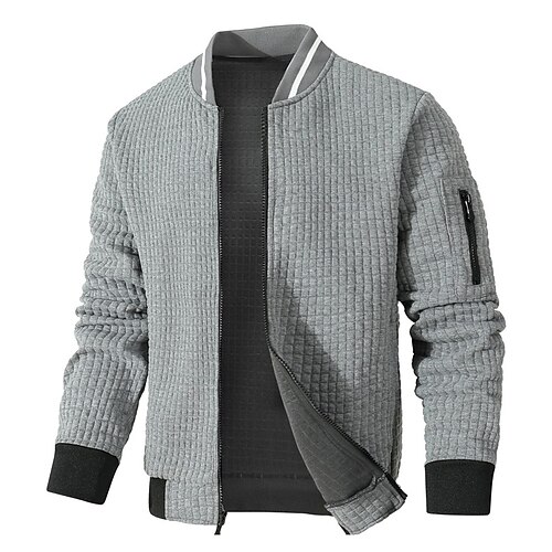

Homens Moletom Moletom com zíper completo Branco Cinzento Colarinho Clerical Tecido Desportos e Ar livre Diário Feriado Roupa de rua Legal Casual Primavera Outono Roupa Moletons Moletons Manga Longa