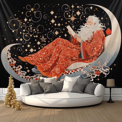 

Wandteppich mit Weihnachtsmann-Motiv, groß, Wandteppich, Wanddekoration, Fotografie, Hintergrund, Decke, Vorhang, Zuhause, Schlafzimmer, Wohnzimmer, Dekoration