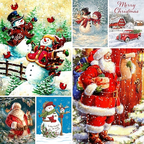 

1pc Christmas Gift DIY Diamond Painting Christmas Snowman Diamond Painting Handcraft Home Gift Without Frame 30x40cm/12''x16''