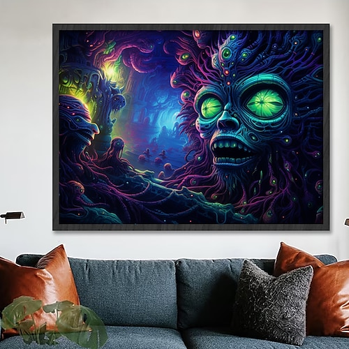 

Arte de pared de animales, lienzo de fantasía, impresiones y carteles de animales con cara humana, retratos abstractos, pintura decorativa de tela para sala de estar, imágenes sin marco