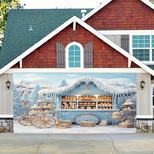 

Christmas Outdoor Xmas Garage Door Cover Banner Atmosphere Tree Large Christmas Backdrop Decoration Door Cover Decoration for Christmas Holiday Outdoor Garage Door Home Wall Decorations