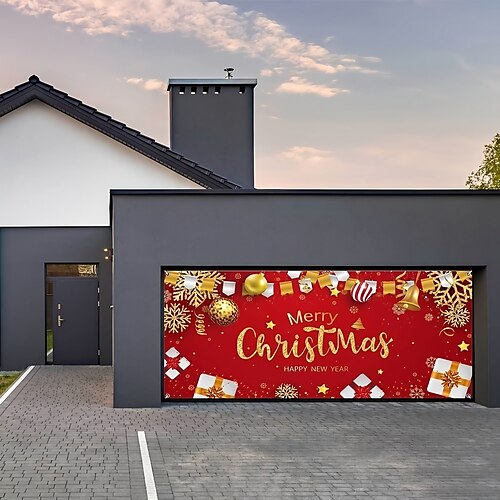 

Christmas Decorations Outdoor Xmas Garage Door Cover Banner Large Christmas Backdrop Decoration Door Cover Decoration for Christmas Holiday Home Wall Decorations