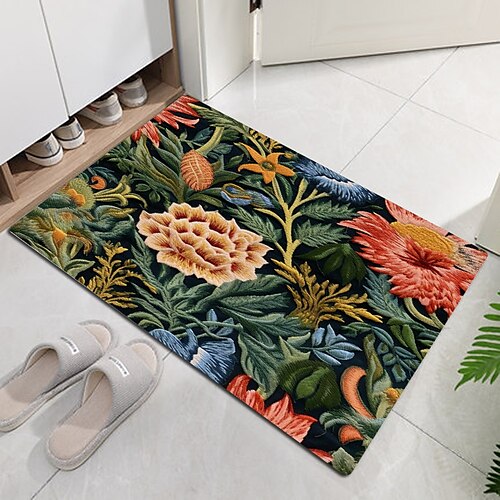 

Plant Floral Doormat Non-Slip Oil Proof Rug Indoor Outdoor Mat Bedroom Decor Bathroom Mat Entrance Rug Door Mat