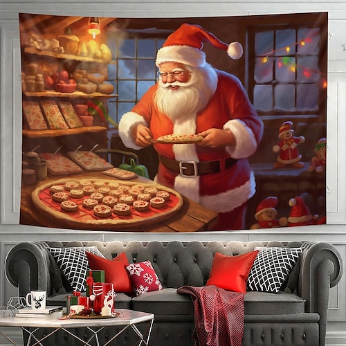 

Christmas Greedy Santa Hanging Tapestry Wall Art Xmas Large Tapestry Mural Decor Photograph Backdrop Blanket Curtain Home Bedroom Living Room Decoration