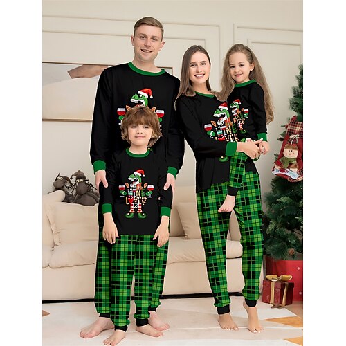 

père Noël Renne Pyjamas de Noël en famille Tenues de nuit Homme Femme Garçon Fille Tenues assorties à la famille Noël Nouvel an la veille de Noël Enfant Adulte Tenue d'intérieur Polyester Haut