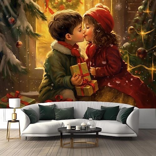 

Tapiz colgante de Navidad para niños, arte de pared, tapiz grande de Navidad, decoración mural, fotografía, telón de fondo, manta, cortina, decoración para el hogar, dormitorio y sala de estar