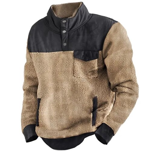 

Hombre Sudadera Lana Polar Marrón Cuello Mao Bloque de color Retazos Bolsillo Deporte Diario Festivos Ropa de calle Básico Casual Otoño invierno Ropa Sudaderas con capucha Sudaderas