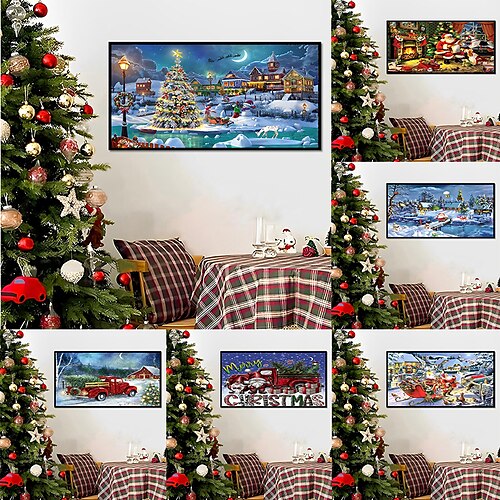 

Peinture mosaïque de paysage de noël, 1 pièce, décoration, peinture diamant sans cadre