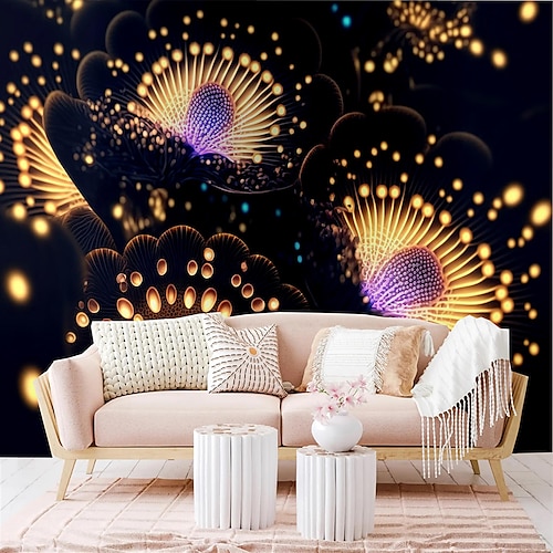 

Art Deco 3D Home Decoration Fluorescent Lamp Murals Show Off Color And Beauty Wall Covering Canvas Material Self adhesive Wallpaper Mural Wall Cloth