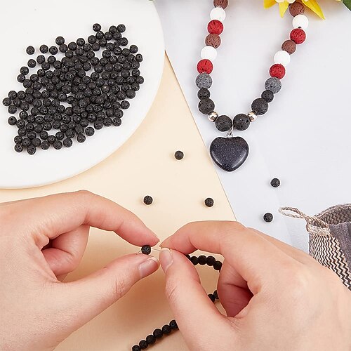 

8mm 30pcs Lava Beads Nature Stone Bead Synthetic Chakra Bead Round Loose Beads Energy Beads Gemstone Beads Bulk Beads for Jewelry Making